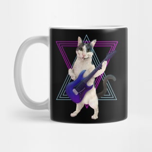 Cat playing electric guitar Mug